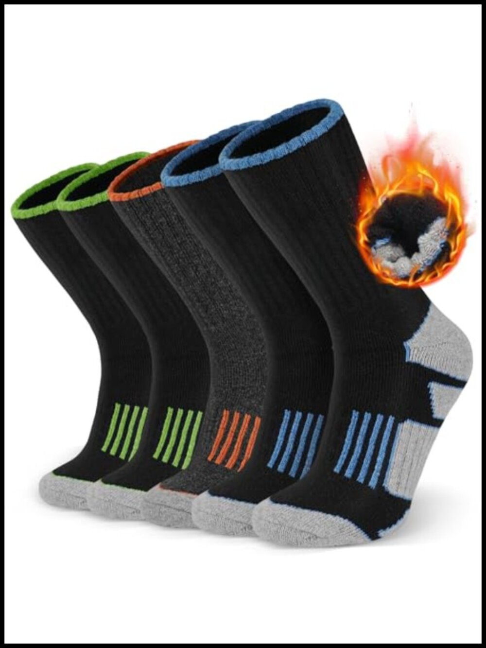 Merino Wool Hiking Socks for Men, 5 Pairs Ultra Thick Thermal Crew Socks,